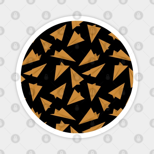 Paper Planes Pattern Golden Black Magnet by DrawingEggen